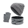 thumbnail image 1 of Gorro de invierno Conjunto de bufanda y guantes Tejidos con forro cálido Gris claro Zulema Gorro cálido Beanie, 1 of 5