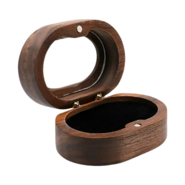 Caja de madera para guardar anillos, joyero, diseño rústico retro. Doble Solt