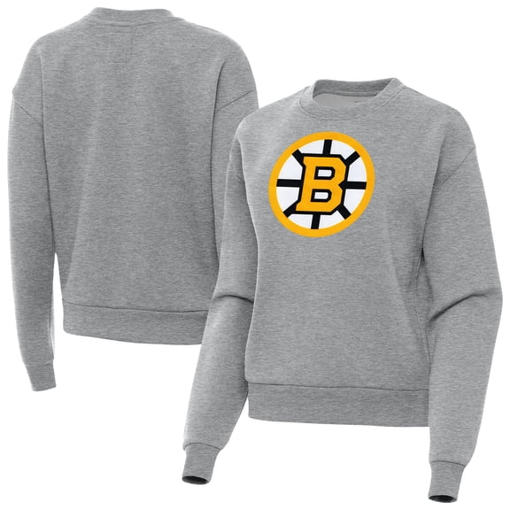 Women's Antigua Heather Gray Boston Bruins Victory Pullover Sweatshirt