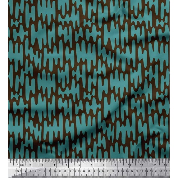Soimoi Brown Poly Georgette Fabric Liquid Drip Abstract Print Sewing Fabric Yard 42 Inch Wide