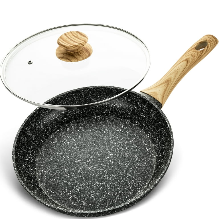 MICHELANGELO 10 Inch Frying Pan with Lid, Hard Anodized Frying Pan