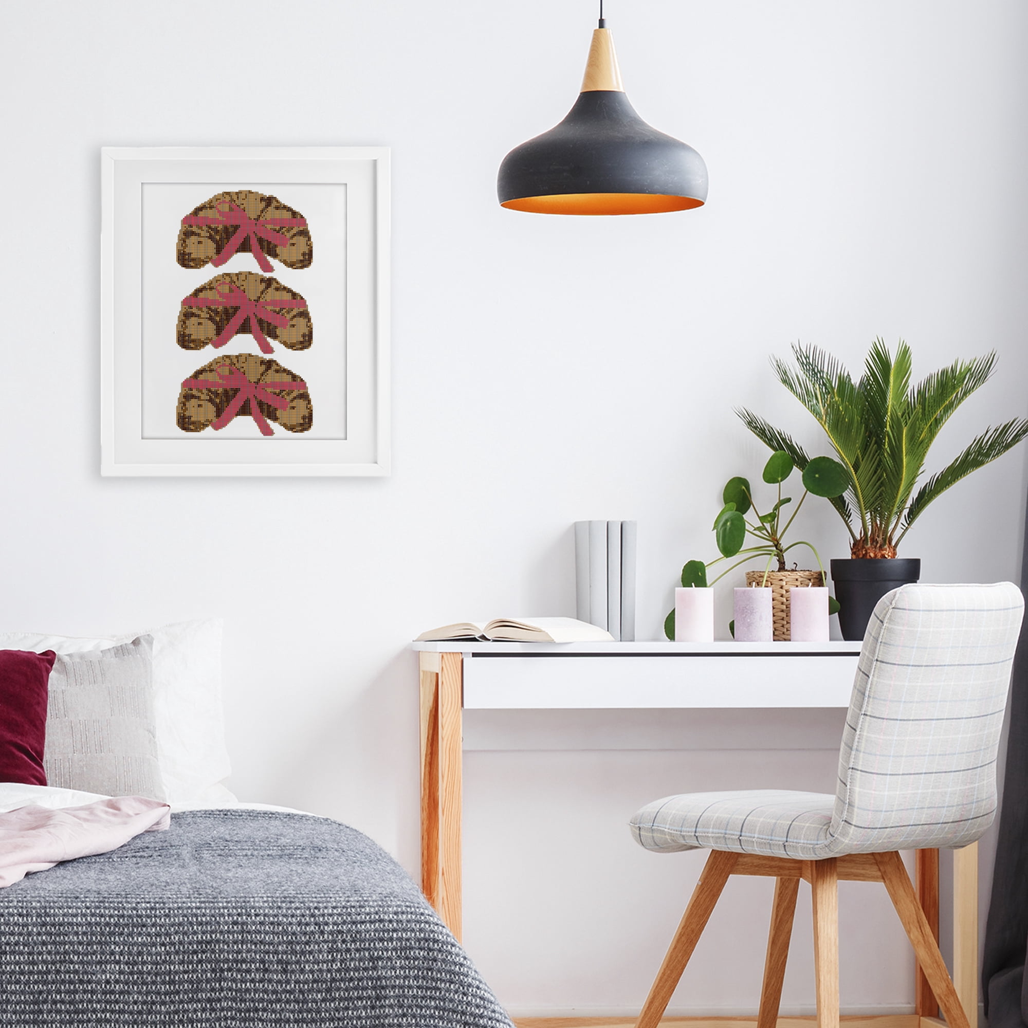 Stupell Industries Trio of Ribbon Croissants White Framed Print Under Glass, design by Lil' Rue