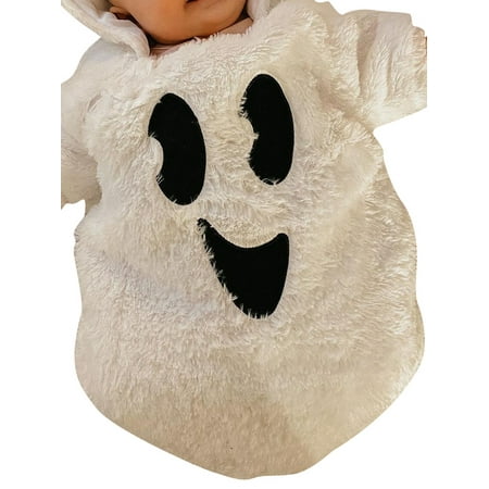 

Wallarenear Baby Boy Girl Halloween Costume Pumpkin Ghost Hoodie Fleece Jumpsuit Onesie Romper
