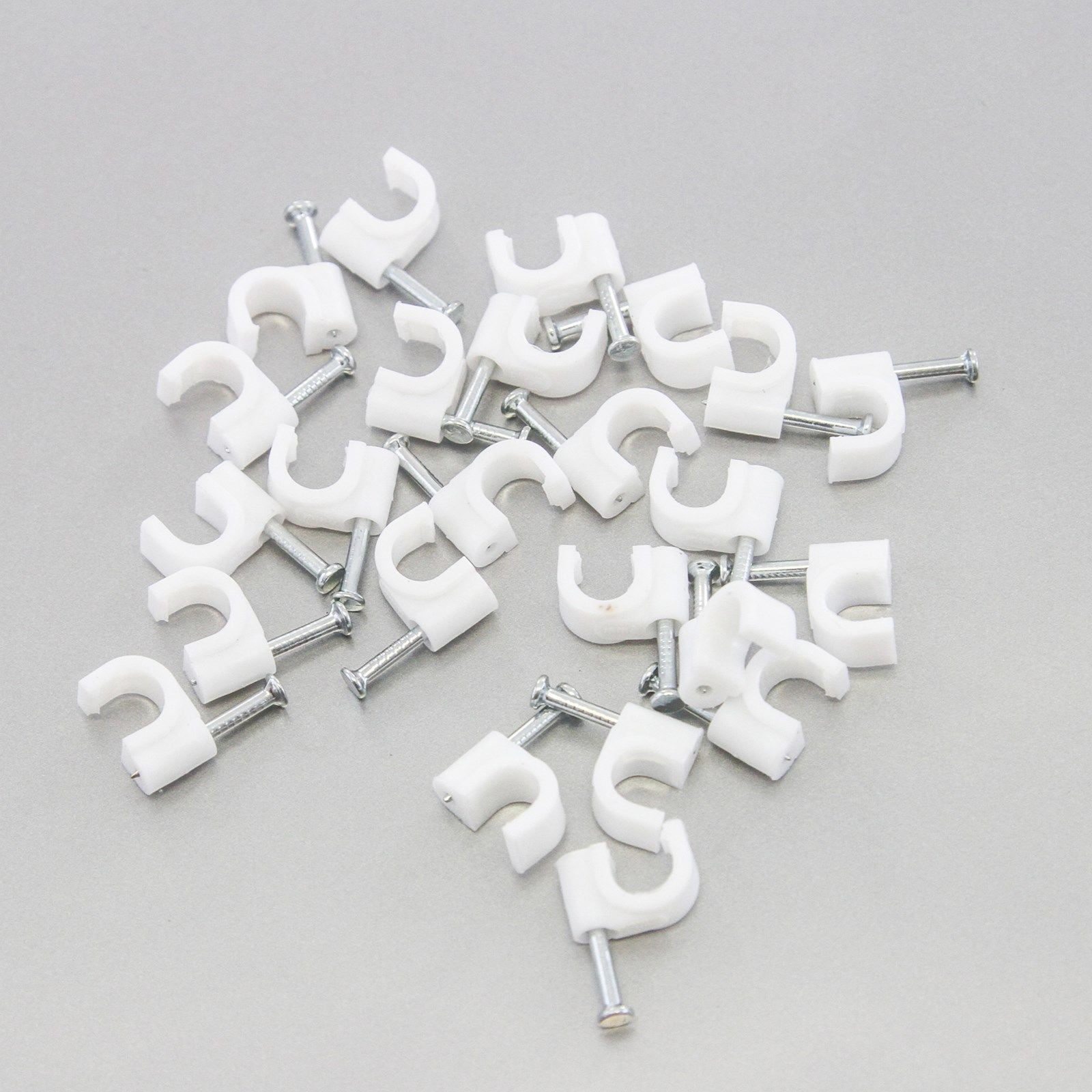 100 Round 5/16" 8 mm Cable Wire Clips Cable Cord Tie Holder Coaxial Clamps Tacks