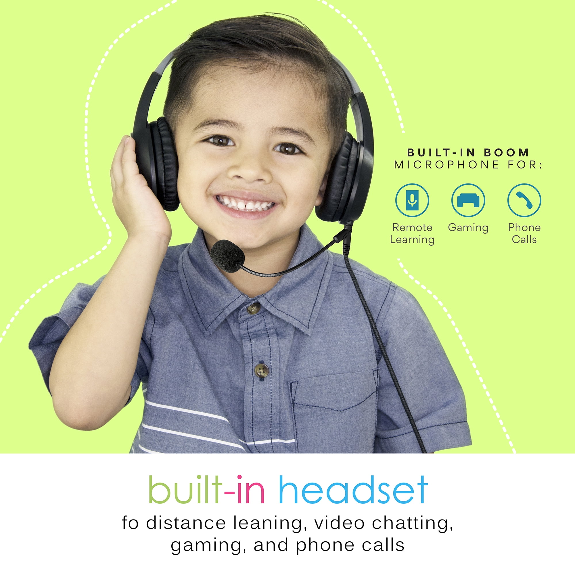 MEE audio KidJamz 3 Kids Safe Listening Headphones w/Volume Limiter & Headset Boom Mic for PC/Tablet