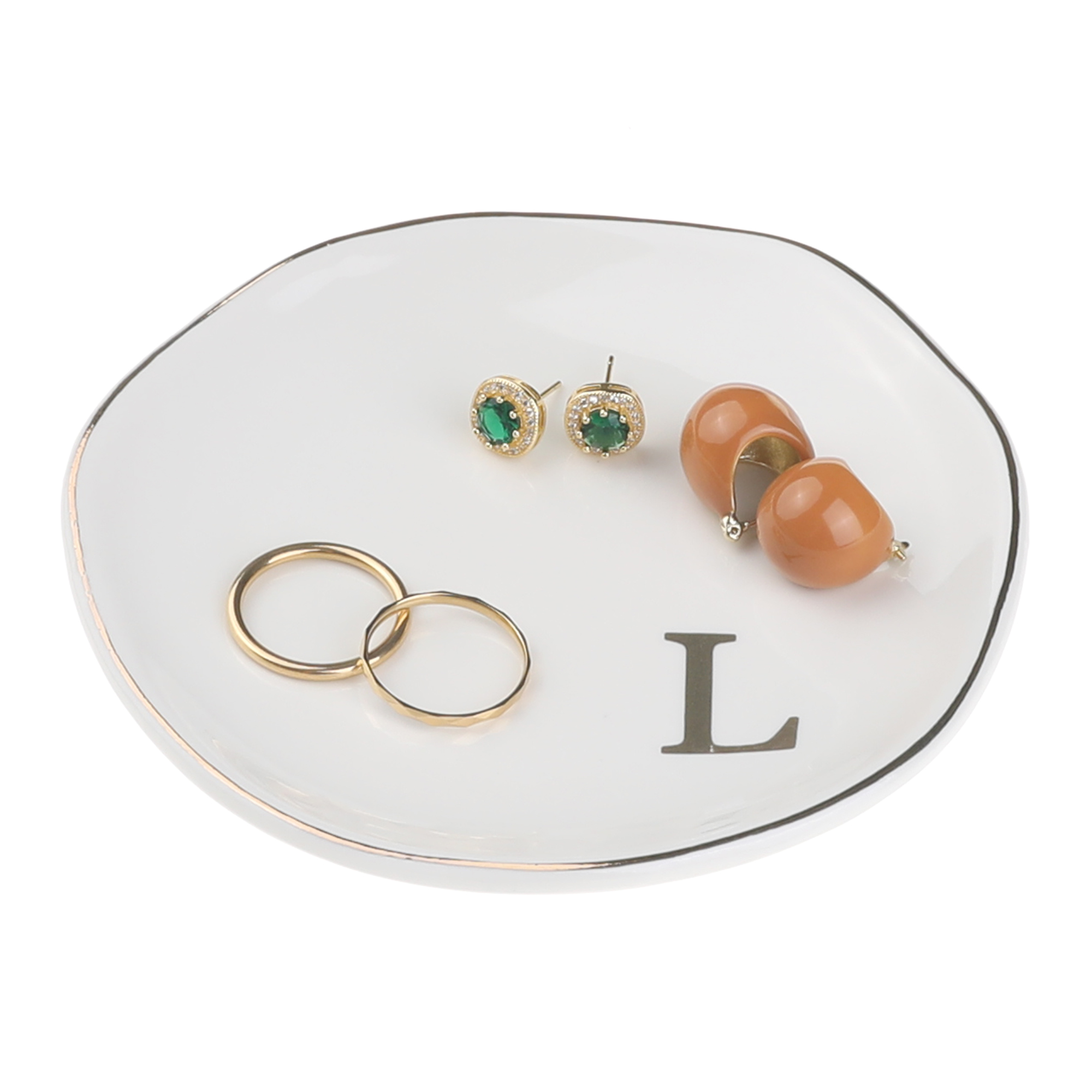 Unique Bargains Ceramic Jewelry Tray Decorative Trinket Dish Gifts Jewelry Boxes White-L