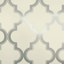 Tempaper Marrakesh Cream & Metallic Silver Peel and Stick Wallpaper, 20.5" x 16.5'