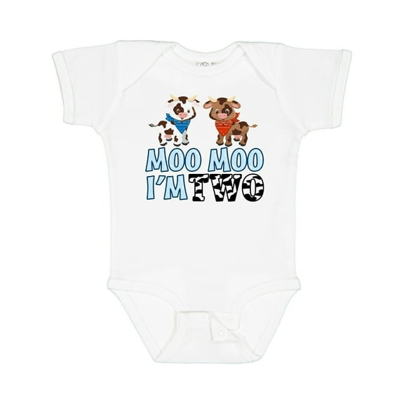 Inktastic Moo Moo I'm 2 with Cute Holstein Cows Boys or Girls Baby Bodysuit