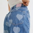 thumbnail image 4 of LWavelet Womens Heart Printed Wide Leg Jeans High Waisted Daily Casual Denim Pants Blue XL, 4 of 6
