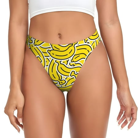 Qokaie Banana A Printed Women s Cotton Thong Underwear  Sexy Breathable Panties G-string-XX-Large