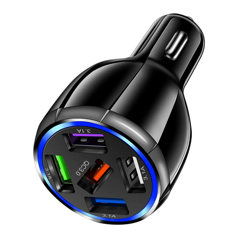 Multi Ports USB Car Charger, 96W 6 Port QC3.0 Fast Adapter Multiple Ports,  with Four Quick Charge 3.0 Port, 12V-24V Multi Device Cigarette Lighter for  Smart Phone & Tablets Charging 