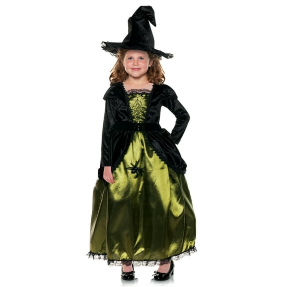 Underwraps Baby Little Girl's Spider Witch Costume and Matching Hat, Green, Large