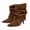 brown, variant on Women's Slouchy Boots, Pointed Toe, Kitten Heel, Suede-Look Finish
