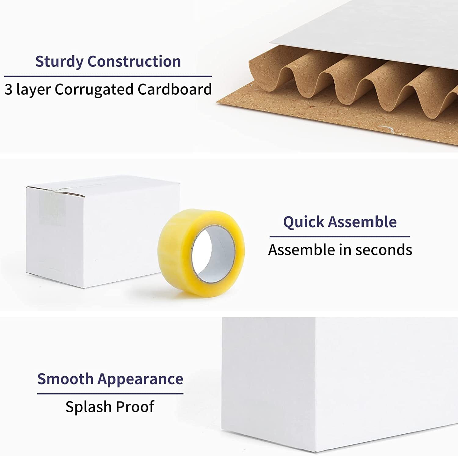 Calenzana 40 Pack 6x4x4 Shipping Boxes, Corrugated Cardboard Box for Shipping and Mailing, White, Recycled