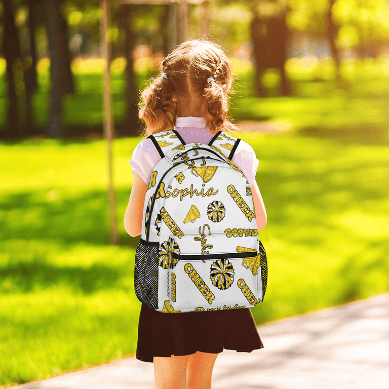cheerleading coach backpack Jiaoprinted Custom Cheer Backpack Personalized Cheerleader Backpack Bag  Cheer Coach Casual Travel Daypack for Cheerleading Gifts, Yellow Glitter