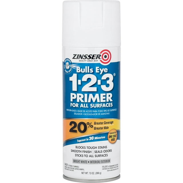 Imprimador de pintura Zinsser Bulls Eye 1-2-3, blanco, 13 onzas, paquete de 6