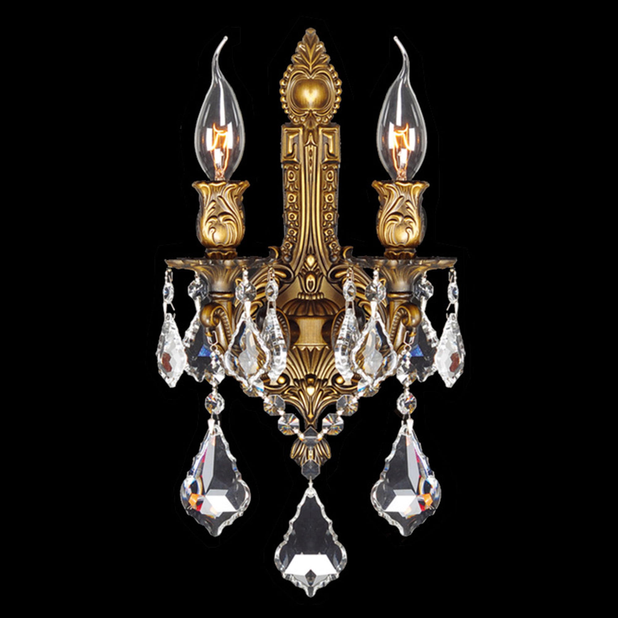 Versailles Collection 2 Light Antique Bronze Finish Crystal Wall Sconce 12