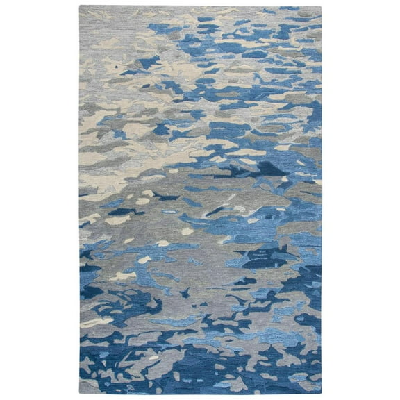 Alora Decor Flare 9' x 12' Abstract Blue/Dk Blue/Grey Hand-Tufted Area Rug