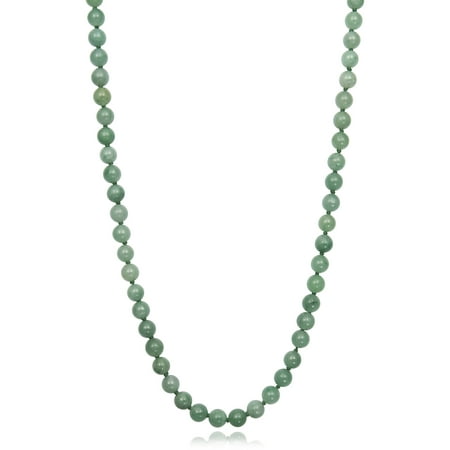 8mm Dyed Green Jadeite Sterling Silver Necklace, 18