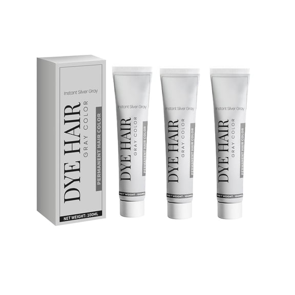 Grey Hair Dye,Silver Hair Dye,Silver Color for Dark Hair,Permanent Silver Hair Dye,Silver Hair Dye for Women, Silver Gray Natural Hair Dye Cream,Long-lasting Color(3pcs)