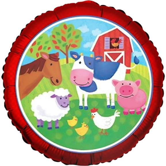 18 inch Barnyard Farm Animals Foil Mylar Balloon - Party Supplies Decorations