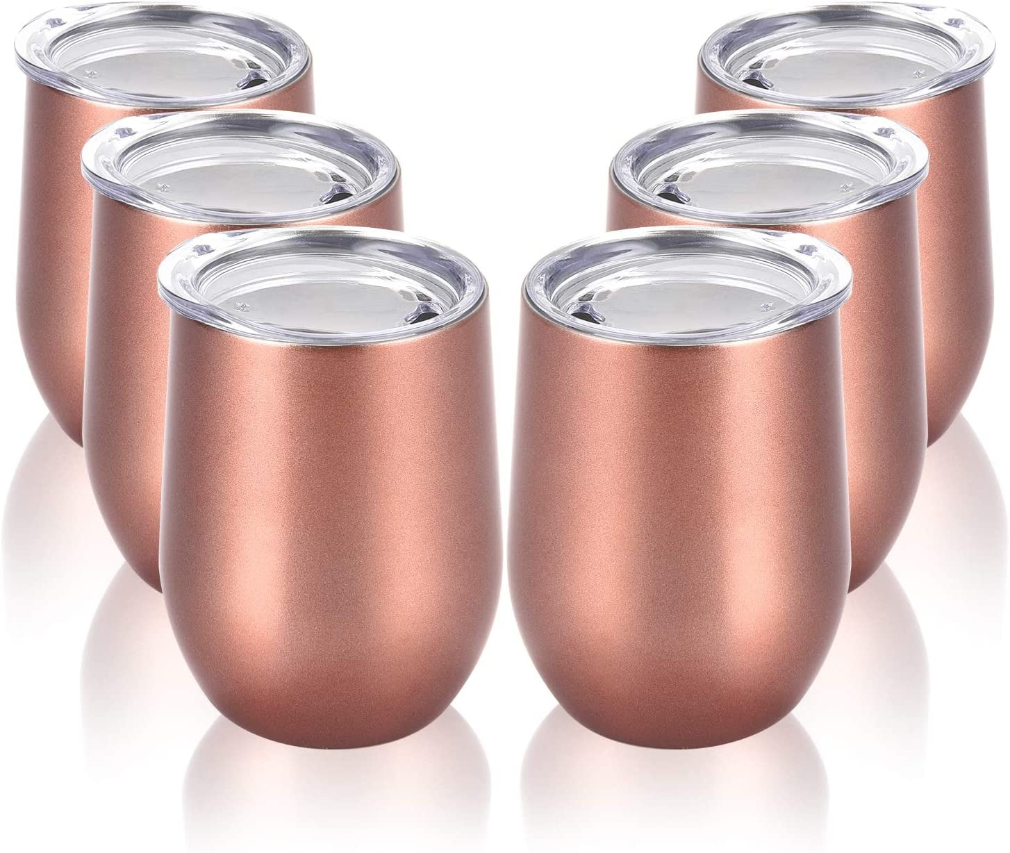 Lot of 2 Stemless Wine Tumblers 12 oz Rose Gold Stainless Steel Double Wall 