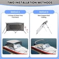 thumbnail image 2 of 3 Bow Bimini Top for Boats – Marine Grade Canvas Sun Shade, Mesh Sidewalls, 2 Removable Curtains, 4 Windproof Ropes, 2 Straps, 2 Adjustable Rear Support Poles, 1" Aluminum Frame, Zippered, 2 of 10