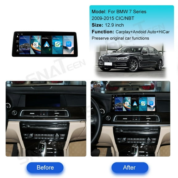12.9 inch Linux Carplay Screen/Radio/Multimedia Player for BMW 7 Series 2009-2015 CIC/NBT Models Universal Car Navigation/GPS Upgrade Headunit Display HD Video Touch Screen Replace System