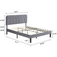 thumbnail image 3 of VECELO Queen Size Bed Frame with Adjustable Headboard, Upholstered Platform Bed Frame with Wooden Slats Support, No Box Spring Needed, Dark Gray, 3 of 14