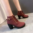 thumbnail image 2 of Women's Chunky Heel Ankle Booties Stylish High Heels Dress Boot Comfy Round Toe Lace up Side Zipper Combat Boots, 2 of 10