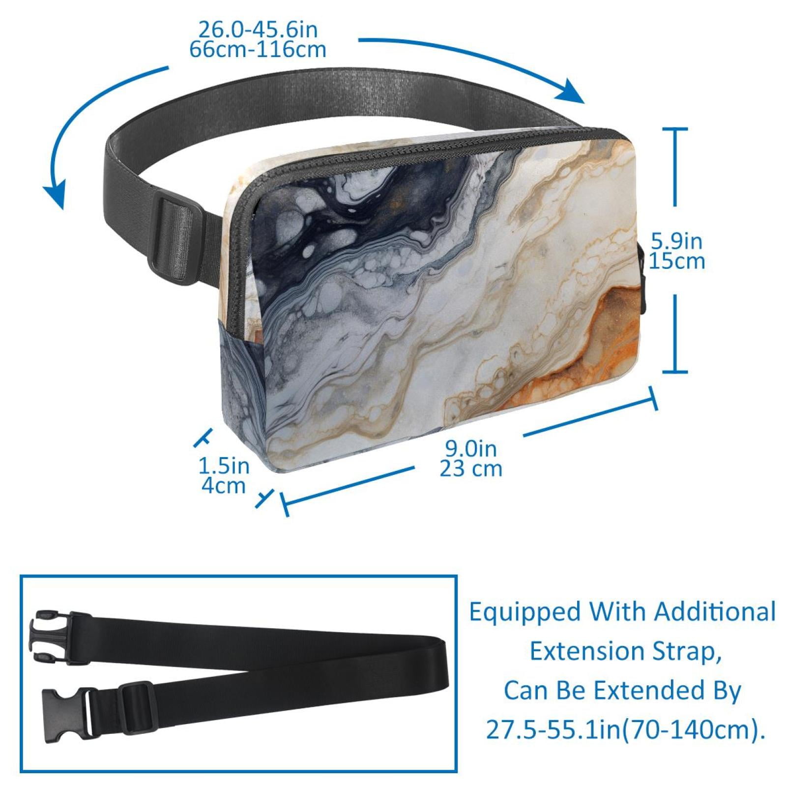 Marbled Running Belt Fanny Pack Belt Bag with Extension Strap Lightweight Adjustable Unisex