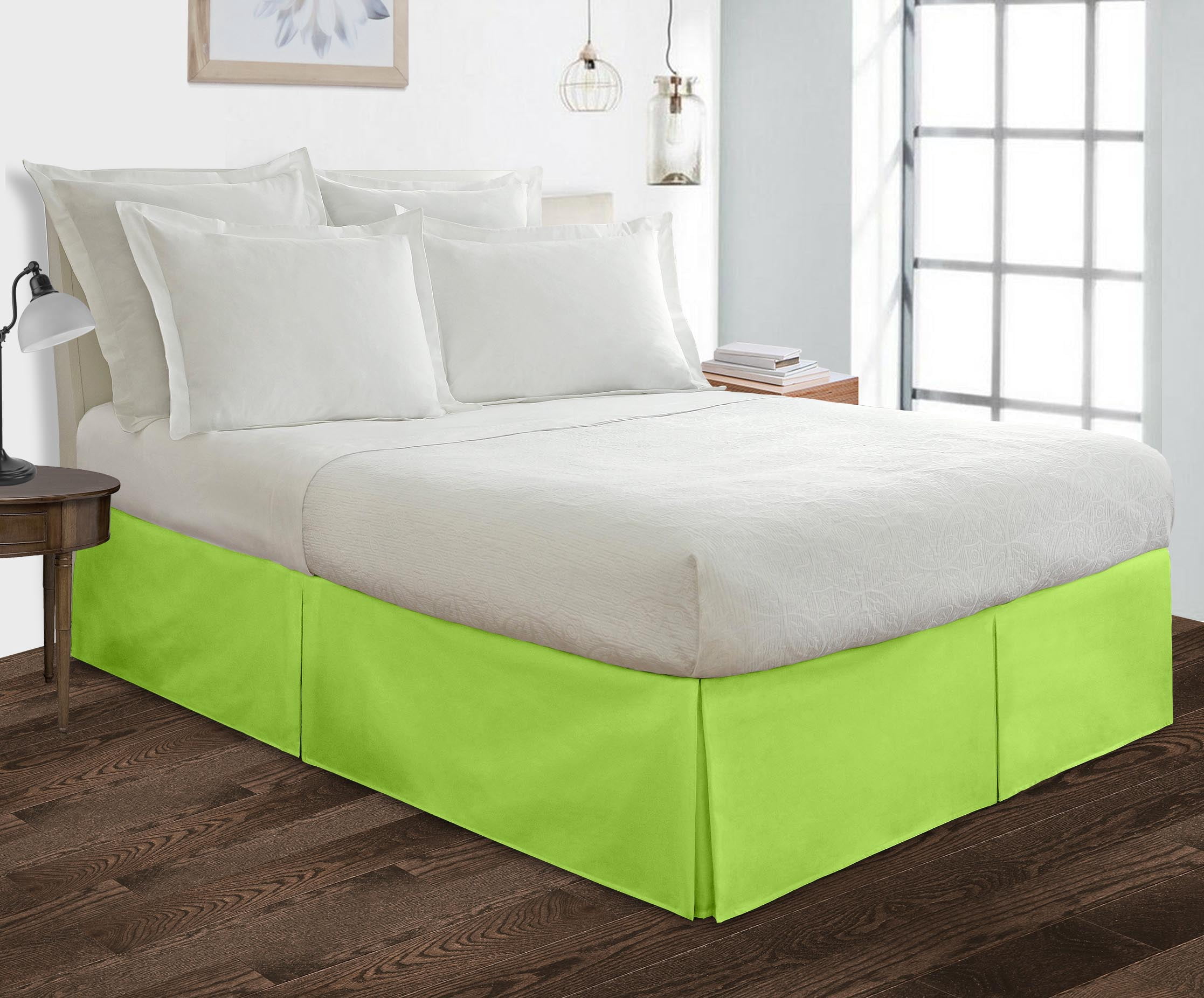 King Size Pleated Bed Skirt – 18" Drop, Split Corners, Dark Gray Microfiber