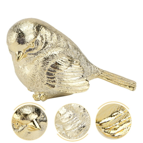 WHAMVOX Golden Resin Bird Figurine Decoration for Home 2Pcs Simple Desktop Ornament
