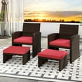 thumbnail image 4 of Costway 2 PCS Patio PE Rattan Ottomans with Soft Zippered Cushions for Deck Outdoor Red, 4 of 9