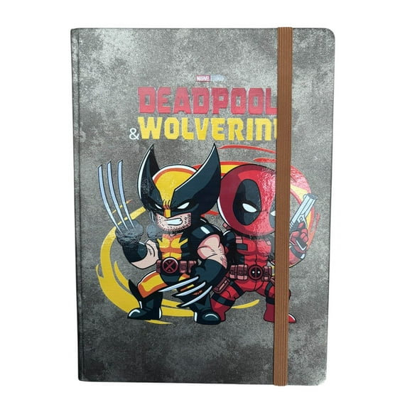 Libreta para dibujar con 50 hojas blancas de 160 gramos, Deadpool & Wolwerine, mide 15 cm de ancho por 21 cm de largo.