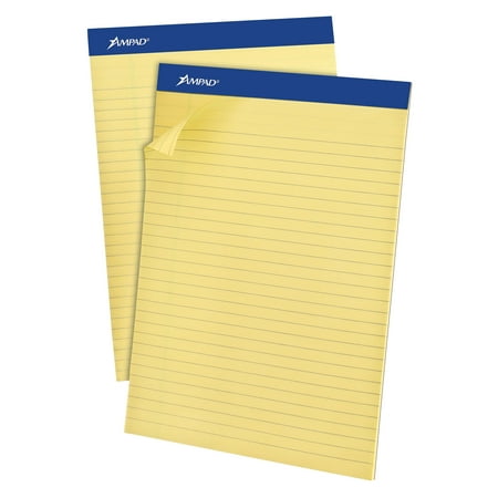 Recycled Writing Pads, Wide/Legal Rule, 8.5 x 11.75, Canary, 50 Sheets, Dozen