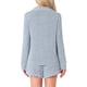 thumbnail image 3 of Conjuntos de lounge para mujeres INSPIRE CHIC, blusa de manga larga con cuello de muesca y botones, pantalones cortos, pijamas de 2 piezas con bolsillos, 2XL azul, 3 of 6