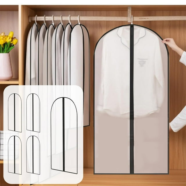 Bolsas De Plástico Para Guardar Ropa Paquete de 5 fundas negras con cremallera para guardar ropa, chaquetas y trajes (XL) JASKFLY