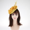thumbnail image 3 of Diadema de mujer Sinamay Fascinator Hat Feather Party Pillbox Sombrero Flor Derby Sombrero para Mujer - Amarillo, 4 Amarillo Magideal Diadema de mujer, 3 of 3