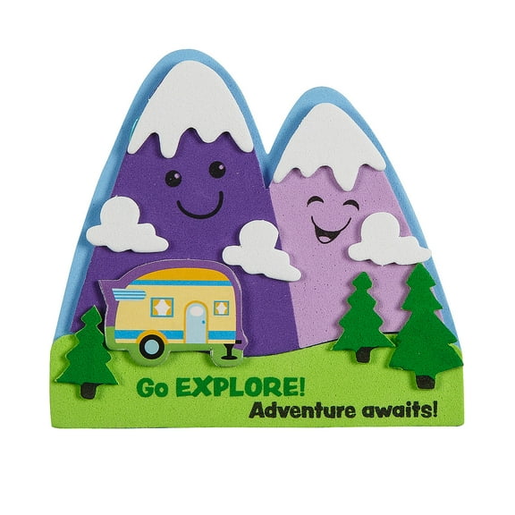 Fun Express 4" x 3 1/2" Go Explore Adventure Awaits Mountain Magnet Craft Kit - Makes 12, Vacation Bible School Supplies