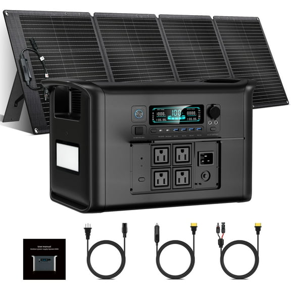 Ctolity Portable Power Station 2400W 2048Wh LiFePO4 Solar Generator with 200W Foldable Solar Panel