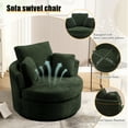 thumbnail image 4 of KINFFICT Chenille Swivel Barrel Chair Accent Chair, Oversized Comfy Armchair with Pillows, Modern Leisure Sofa Chair for Living Room Bedroom, Green, 4 of 8