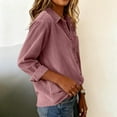 thumbnail image 7 of Womens Corduroy Shirts Collared Button Down Blouse Long Sleeve Shirts Lightweight Tops Flannel Lapel Shirts Button Down Shirts Cowgirl Outfits Dressy Casual Work Shacket Cute Tops Pink XXL, 7 of 7