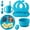 Blue, variant on AYAOQIANG Soft Silicone Baby Feeding Set With Pattern Baby Toddler Tableware Set Baby Led Weaning Supplies Includes Adjustable Bib,Suction Bowl Suction Divided Plate Straw Cup First Stage Spoon Fork