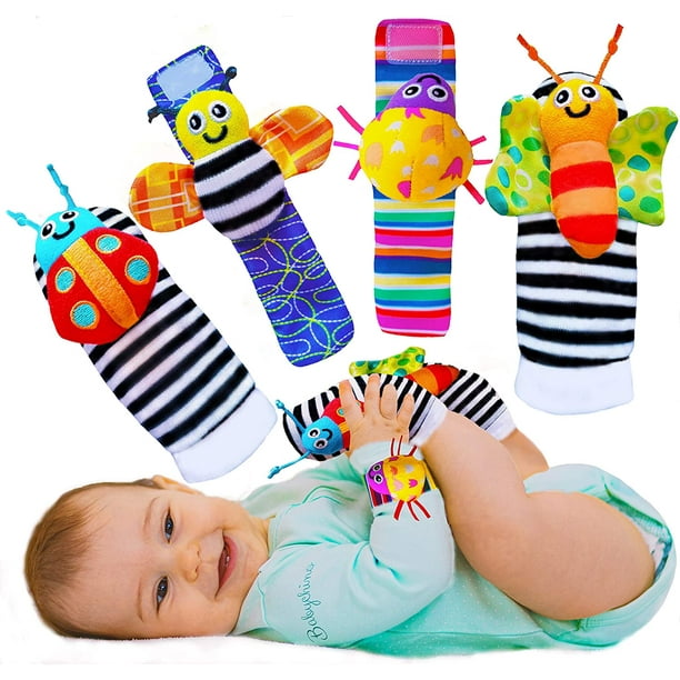 Soft Baby Wrist Rattle Foot Finder Socks,Cotton and Plush Stuffed