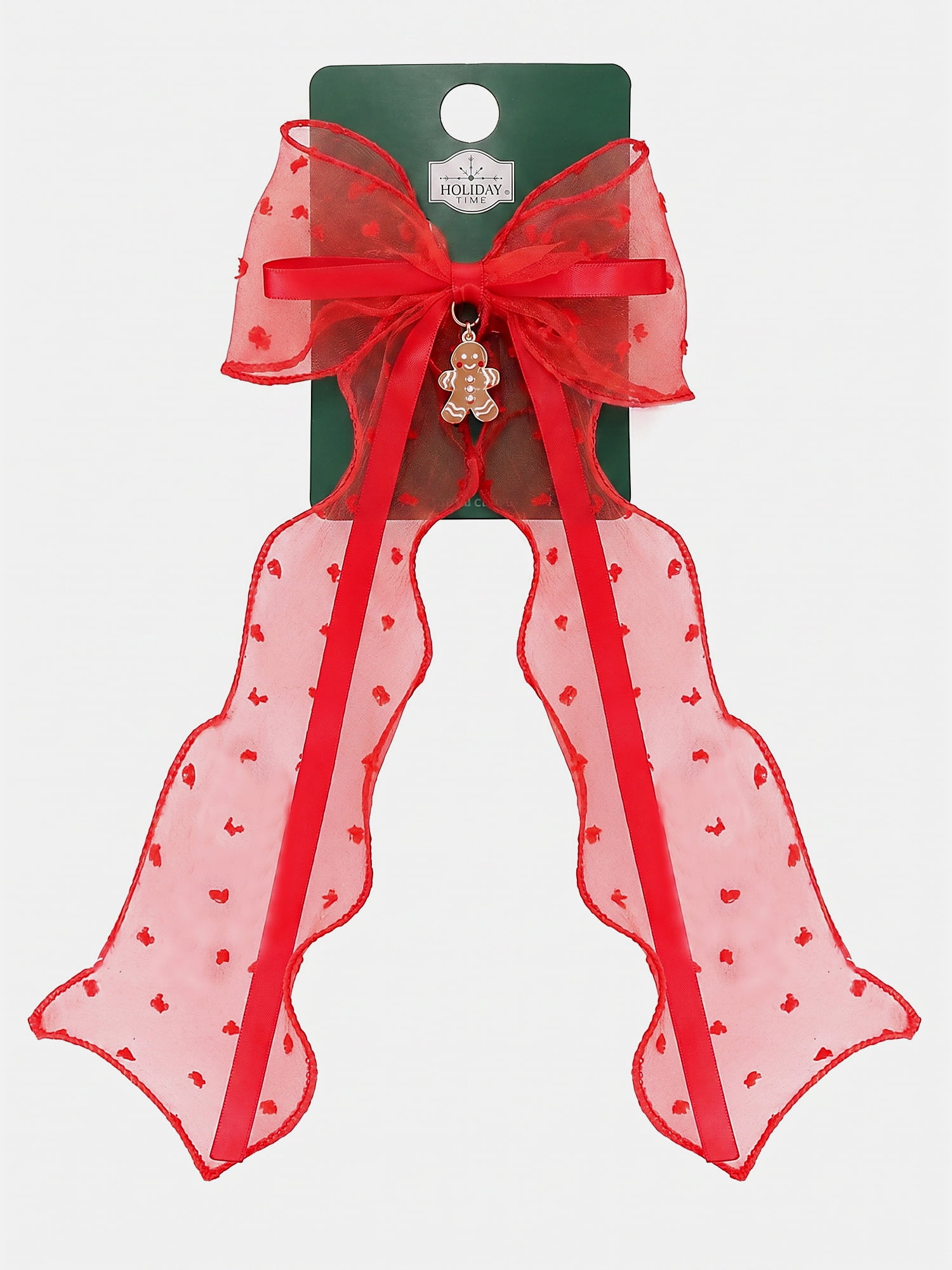Way to Celebrate Women's Red Charm Ribbon Hair Bow, 1 Piece
