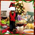 thumbnail image 3 of Dalrosia Christmas Wine Bottle Cover Set Red Black Buffalo Plaid Mini Xmas Santa Hat Scarf for Christmas Party Table Decorations Wine Bottle Décor, 3 of 6