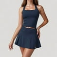 thumbnail image 4 of Women's Square Neck Active Tank Top with Built-In Bra and Racerback Design for Comfort and Movement - Large, Navy, 4 of 6