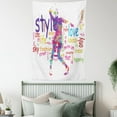 thumbnail image 4 of Fashion House Decor Tapestry, Stylish Woman Figure with Colorful Stains Love Dresses Happiness Theme, Wall Hanging for Bedroom Living Room Dorm Decor, 60W X 80L Inches, Purple Pink, by Ambesonne, 4 of 5