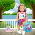 thumbnail image 3 of K.T.Fancy 7 PCS American 18 inch Dolls Bag Carrier Set and Accessories Including 18 Inch Doll Clothes, Shoes, Sunglasses, Doll Backpack and Toy Unicorn, 3 of 7